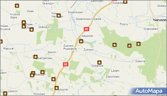 mapa Żukowo gmina Naruszewo, Żukowo gmina Naruszewo na mapie Targeo
