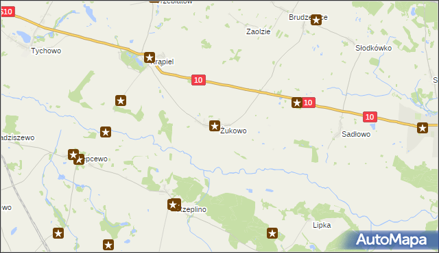 mapa Żukowo gmina Suchań, Żukowo gmina Suchań na mapie Targeo