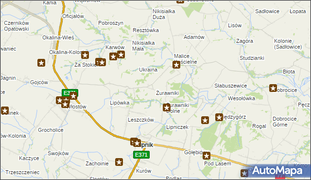 mapa Żurawniki gmina Lipnik, Żurawniki gmina Lipnik na mapie Targeo