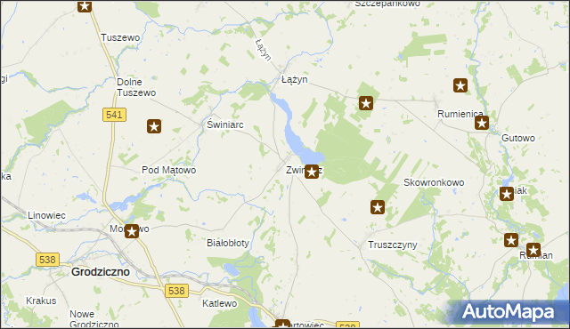 mapa Zwiniarz, Zwiniarz na mapie Targeo