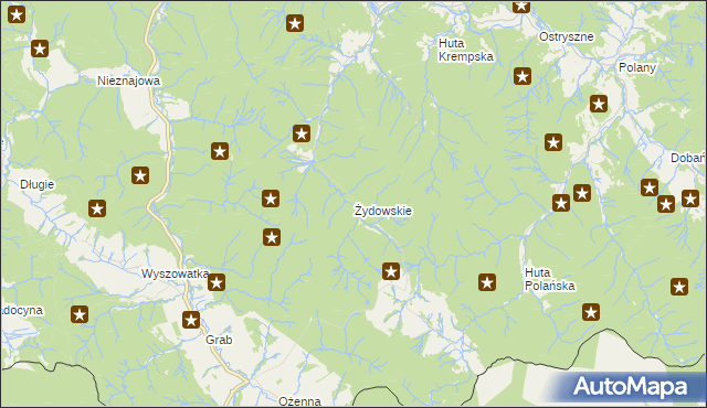 mapa Żydowskie gmina Krempna, Żydowskie gmina Krempna na mapie Targeo