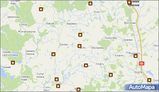 mapa Żydy gmina Kowale Oleckie, Żydy gmina Kowale Oleckie na mapie Targeo