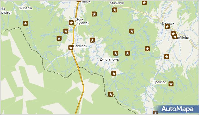 mapa Zyndranowa, Zyndranowa na mapie Targeo