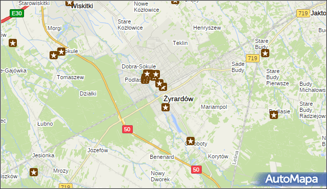 mapa Żyrardów, Żyrardów na mapie Targeo