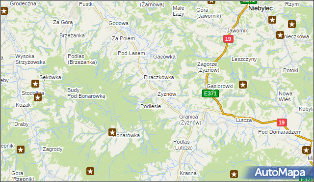 mapa Żyznów gmina Strzyżów, Żyznów gmina Strzyżów na mapie Targeo