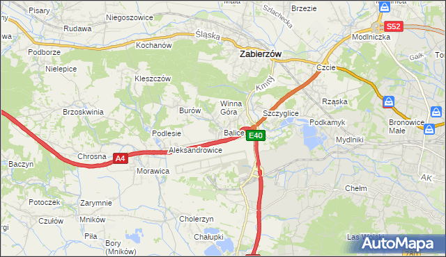 mapa Balice gmina Zabierzów, Balice gmina Zabierzów na mapie Targeo