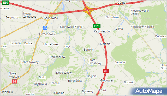 mapa Bartolin, Bartolin na mapie Targeo