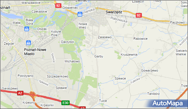 mapa Garby gmina Swarzędz, Garby gmina Swarzędz na mapie Targeo