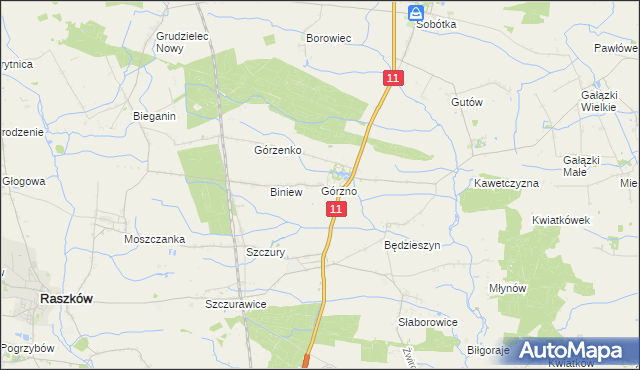 mapa Górzno gmina Ostrów Wielkopolski, Górzno gmina Ostrów Wielkopolski na mapie Targeo