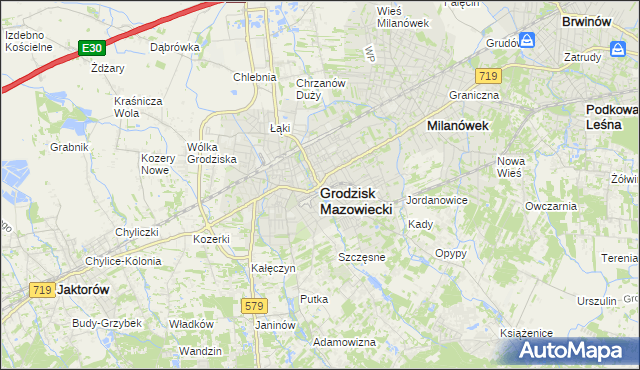 mapa Grodzisk Mazowiecki, Grodzisk Mazowiecki na mapie Targeo