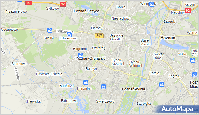 mapa Łazarz gmina Poznań, Łazarz gmina Poznań na mapie Targeo