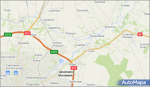 mapa Łysaków gmina Wólka, Łysaków gmina Wólka na mapie Targeo