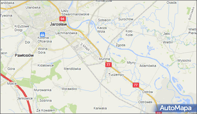 mapa Munina, Munina na mapie Targeo