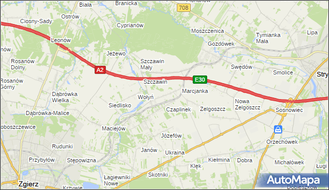 mapa Podole gmina Zgierz, Podole gmina Zgierz na mapie Targeo