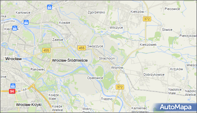 mapa Strachocin gmina Wrocław, Strachocin gmina Wrocław na mapie Targeo