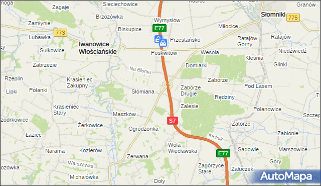 mapa Widoma gmina Iwanowice, Widoma gmina Iwanowice na mapie Targeo