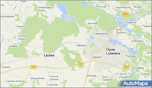 mapa Niezdów gmina Opole Lubelskie, Niezdów gmina Opole Lubelskie na mapie Targeo