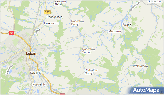 mapa Radostów Średni, Radostów Średni na mapie Targeo