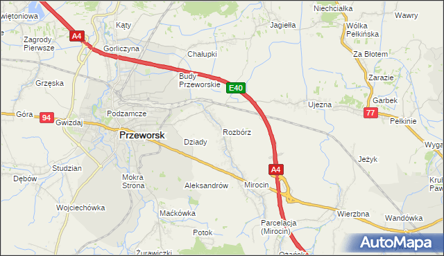 mapa Rozbórz, Rozbórz na mapie Targeo