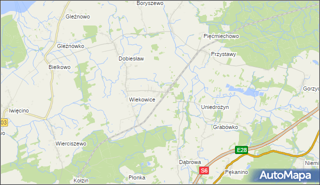 mapa Wiekowo gmina Darłowo, Wiekowo gmina Darłowo na mapie Targeo