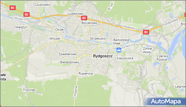 mapa Bydgoszczy, Bydgoszcz na mapie Targeo