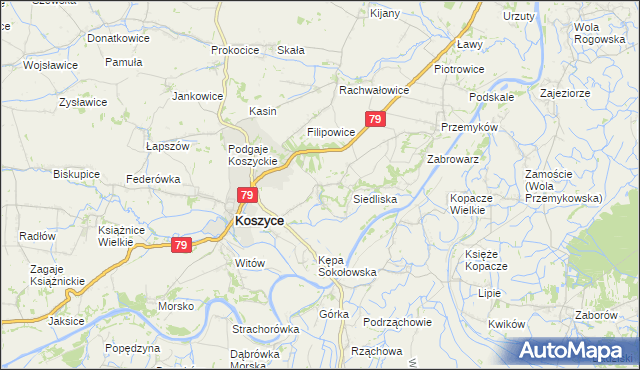 mapa Malkowice gmina Koszyce, Malkowice gmina Koszyce na mapie Targeo