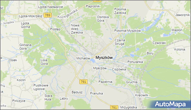 mapa Myszków, Myszków na mapie Targeo