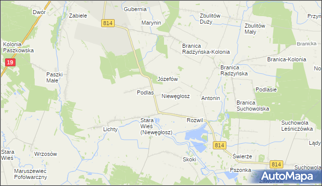 mapa Niewęgłosz, Niewęgłosz na mapie Targeo