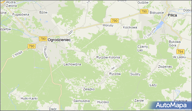 mapa Ryczów-Kolonia, Ryczów-Kolonia na mapie Targeo