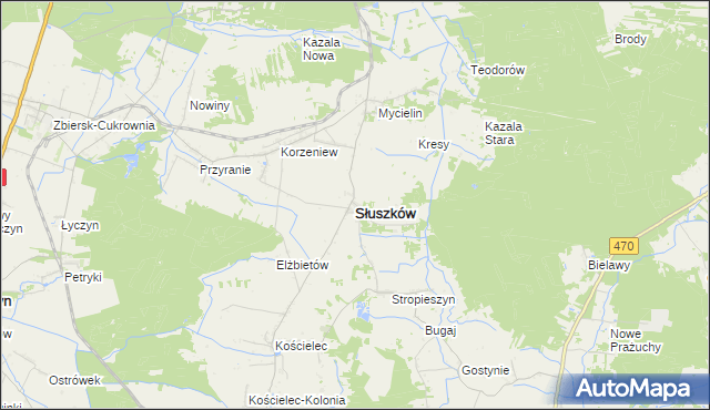 mapa Słuszków, Słuszków na mapie Targeo