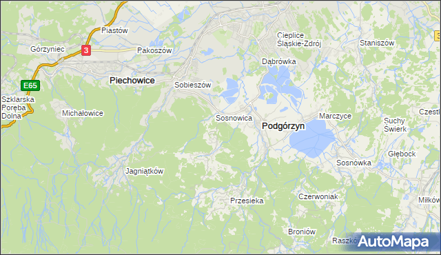 mapa Zachełmie gmina Podgórzyn, Zachełmie gmina Podgórzyn na mapie Targeo