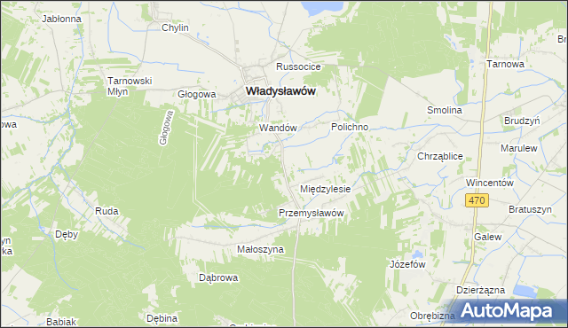 mapa Mariantów gmina Władysławów, Mariantów gmina Władysławów na mapie Targeo