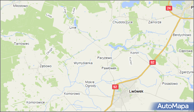 mapa Paryżewo, Paryżewo na mapie Targeo