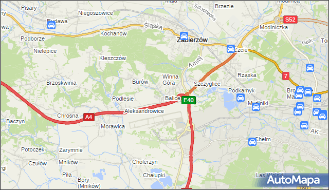 mapa Balice gmina Zabierzów, Balice gmina Zabierzów na mapie Targeo