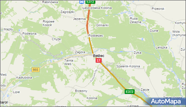 mapa Bełżec, Bełżec na mapie Targeo