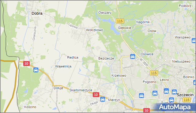 mapa Bezrzecze, Bezrzecze na mapie Targeo