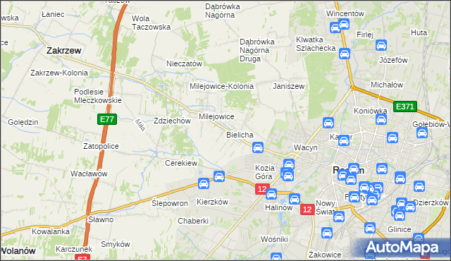 mapa Bielicha, Bielicha na mapie Targeo
