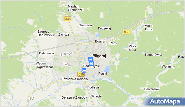 mapa Biłgoraj, Biłgoraj na mapie Targeo