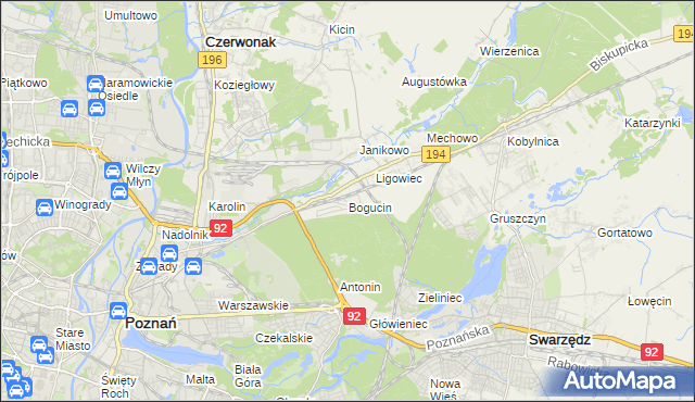 mapa Bogucin gmina Swarzędz, Bogucin gmina Swarzędz na mapie Targeo