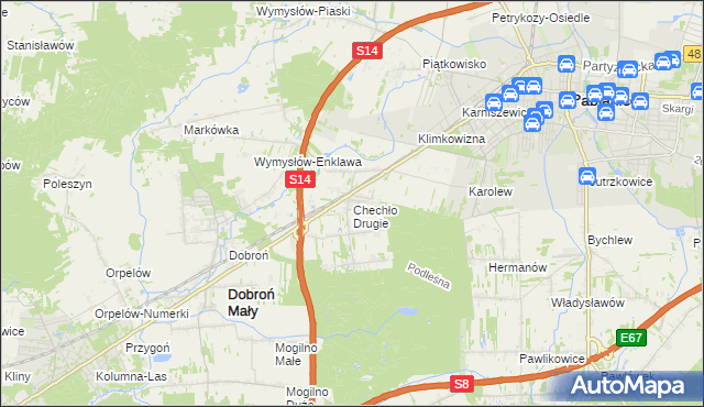 mapa Chechło Drugie, Chechło Drugie na mapie Targeo