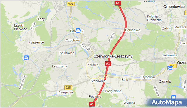 mapa Czerwionka-Leszczyny, Czerwionka-Leszczyny na mapie Targeo
