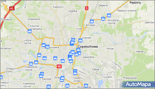 mapa Częstochowy, Częstochowa na mapie Targeo