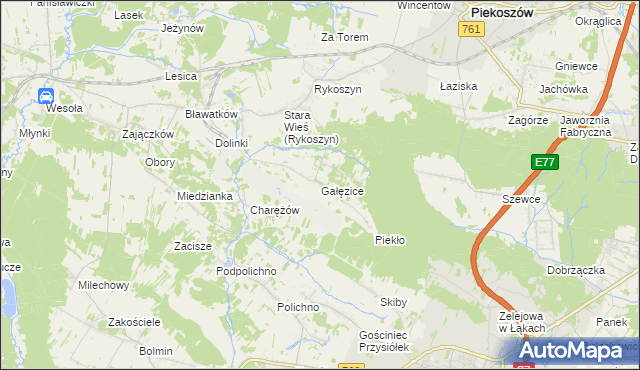 mapa Gałęzice, Gałęzice na mapie Targeo