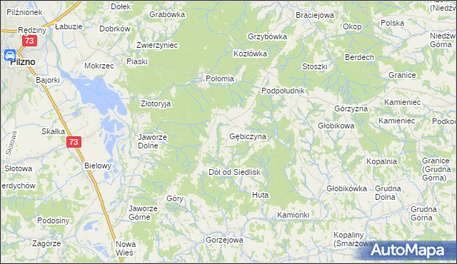 mapa Gębiczyna, Gębiczyna na mapie Targeo