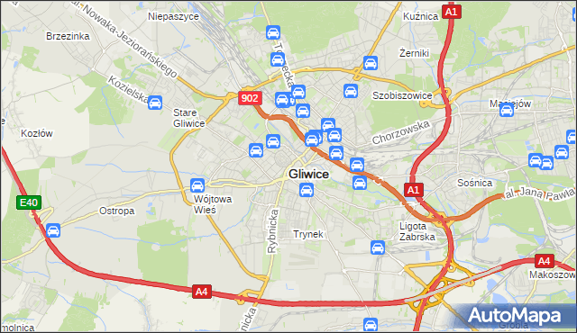 mapa Gliwic, Gliwice na mapie Targeo