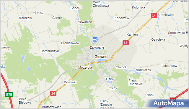 mapa Głowno, Głowno na mapie Targeo