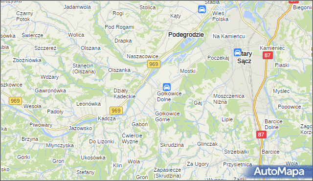 mapa Gołkowice Dolne, Gołkowice Dolne na mapie Targeo