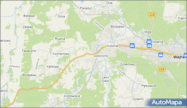 mapa Gościcino, Gościcino na mapie Targeo