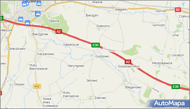 mapa Gozdowo gmina Września, Gozdowo gmina Września na mapie Targeo