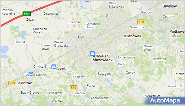 mapa Grodzisk Mazowiecki, Grodzisk Mazowiecki na mapie Targeo